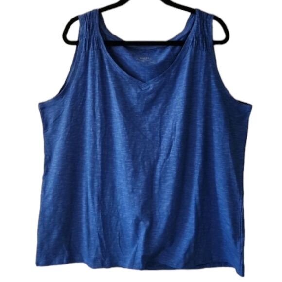 Columbia Tank Top Shirt Blue Cotton Athletic Sleeveless Ruched Plus Size 3X NWOT - Picture 1 of 9